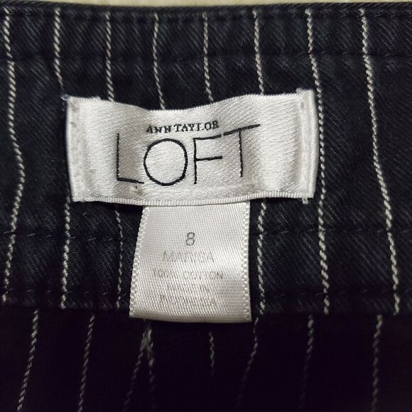 Ann Taylor Loft Marisa Pinstripe Capri Dress Pants Black Career Office Sz. 8 - Picture 6 of 6